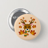 Herfst Sjaal Herten Esdoornbladeren Ronde Button 5,7 Cm (Voorkant /achterkant)