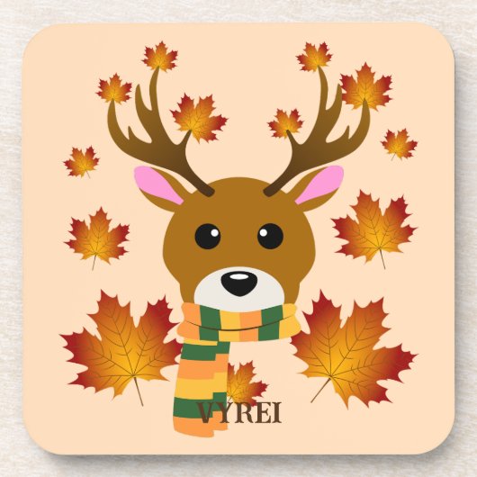 Herfst Sjaal Herten Maple Bladeren Bier Onderzetter (Voorkant)