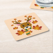 Herfst Sjaal Herten Maple Bladeren Kartonnen Onderzetters (Schuin)