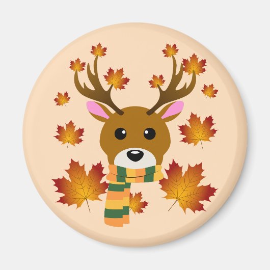 Herfst Sjaal Herten Maple Bladeren Magneet (Voorkant)