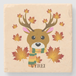 Herfst Sjaal Herten Maple Bladeren Stenen Onderzetter