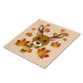 Herfst Sjaal Herten Maple Bladeren Tegeltje (Zijkant)