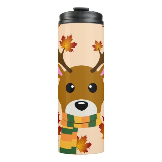 Herfst Sjaal Herten Maple Bladeren Thermosbeker (Voorkant)