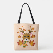 Herfst Sjaal Herten Maple Bladeren Tote Bag (Achterkant)