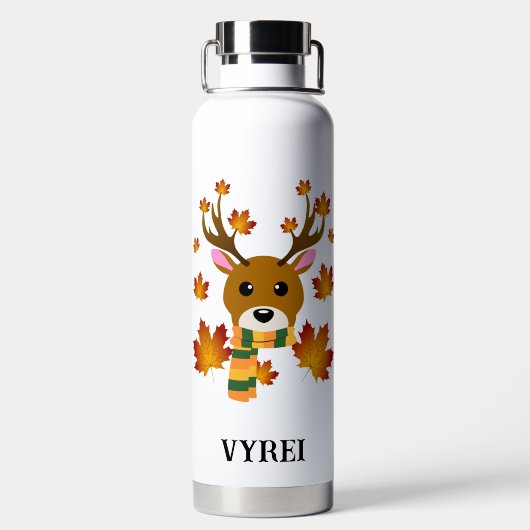 Herfst Sjaal Herten Maple Bladeren Waterfles (Achterkant)