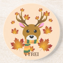 Herfst Sjaal Herten Maple Bladeren Zandsteen Onderzetter