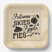 Herfst skies appeltaarten bloem zak look papieren bordje (Voorkant)