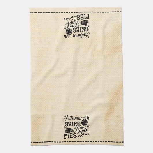 Herfst skies appeltaarten bloem zak look theedoek (Verticaal)