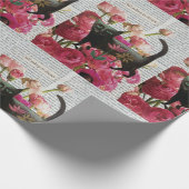 Herfst Slapen om te dromen Black Cat Hot Pink Flow Cadeaupapier (Hoek)