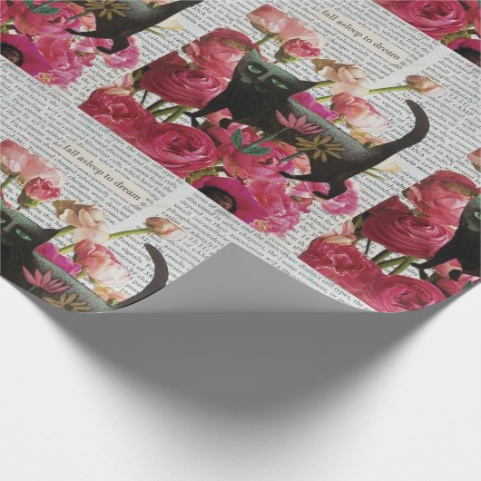 Herfst Slapen om te dromen Black Cat Hot Pink Flow Cadeaupapier (Hoek)