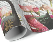 Herfst Slapen om te dromen Black Cat Hot Pink Flow Cadeaupapier (Rol Hoek)