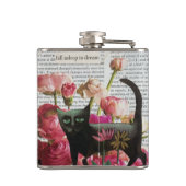 Herfst Slapen om te dromen Black Cat Hot Pink Flow Heupfles (Achterkant)