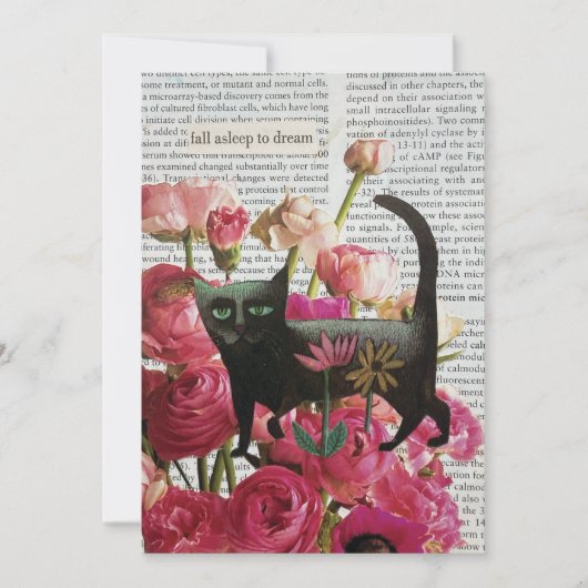 Herfst Slapen om te dromen Black Cat Hot Pink Flow Kaart (Voorkant)
