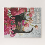 Herfst Slapen om te dromen Black Cat Hot Pink Flow Legpuzzel (Horizontaal)