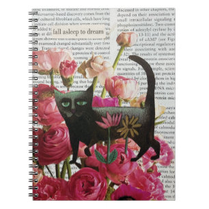 Herfst Slapen om te dromen Black Cat Hot Pink Flow Notitieboek