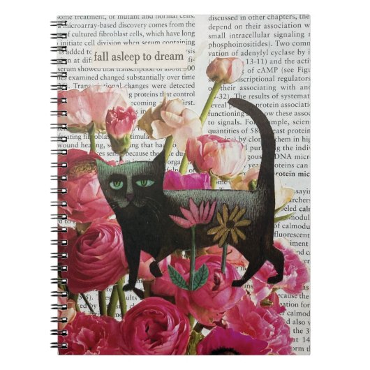 Herfst Slapen om te dromen Black Cat Hot Pink Flow Notitieboek (Voorkant)