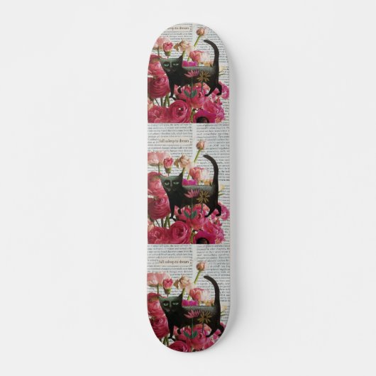 Herfst Slapen om te dromen Black Cat Hot Pink Flow Persoonlijk Skateboard (Voorkant)