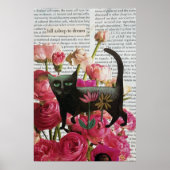 Herfst Slapen om te dromen Black Cat Hot Pink Flow Poster (Voorkant)