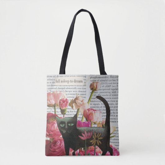 Herfst Slapen om te dromen Black Cat Hot Pink Flow Tote Bag (Voorkant)