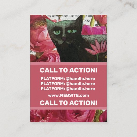 Herfst Slapen om te dromen Black Cat Hot Pink Flow Visitekaartje (Achterkant)