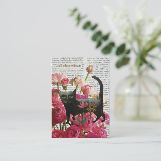 Herfst Slapen om te dromen Black Cat Hot Pink Flow Visitekaartje (Staand voorkant)