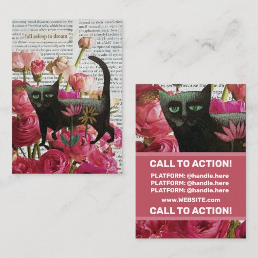 Herfst Slapen om te dromen Black Cat Hot Pink Flow Visitekaartje (Voorkant / Achterkant)