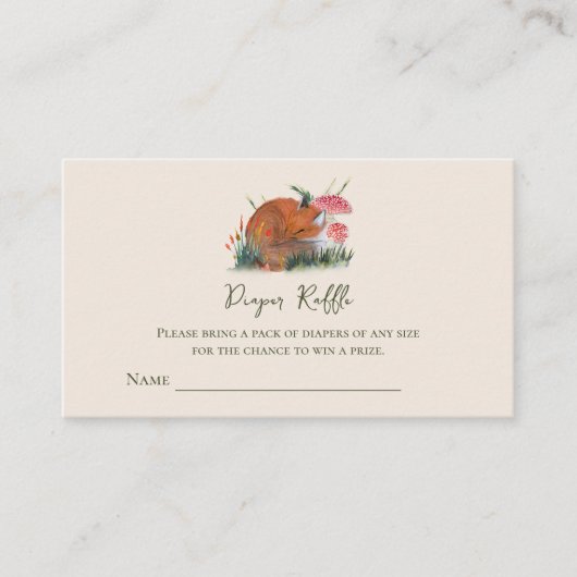 Herfst Sleepy Fox Luier Raffle Tickets Behuizing Informatiekaartje (Voorkant)