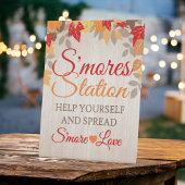 Herfst S'mores Station Wedding of Vrijgezellenfees Reclamebord Met Voetstuk