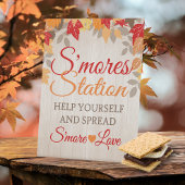 Herfst S'mores Station Wedding of Vrijgezellenfees Reclamebord Met Voetstuk