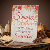 Herfst S'mores Station Wedding of Vrijgezellenfees Reclamebord Met Voetstuk
