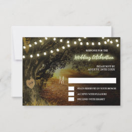 Herfst snoer lichten Eikenboom Huwelijk RSVP Kaart