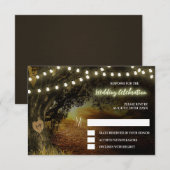 Herfst snoerlichten eikenboom bruiloft RSVP kaarte (Voorkant / Achterkant)