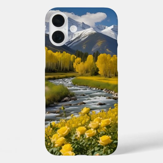 Herfst Snowy Mountains Yellow Trees River Rozen Case-Mate iPhone Case (Achterkant)