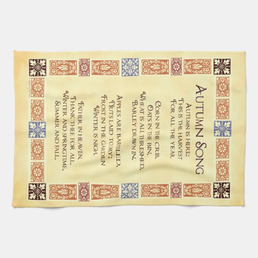 Herfst Song Thanksgiving gedicht met Border Towel Theedoek (Horizontaal)