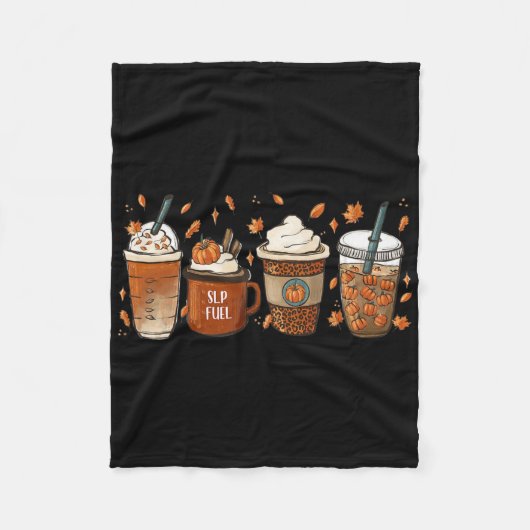 Herfst Speech Language Patholoog Coffee Pumpkin Ha Fleece Deken (Voorkant)
