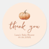 Herfst speelde een beetje pompoen Baby shower guns Ronde Sticker (Voorkant)