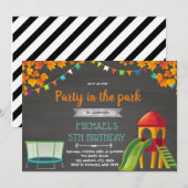 Herfst speelterrein feest kaart (Voorkant / Achterkant)