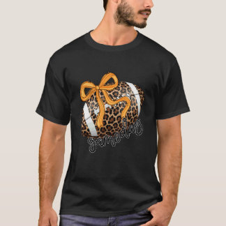 Herfst Speldag Luipaard Voetbal Coquette Boog Touc T-shirt