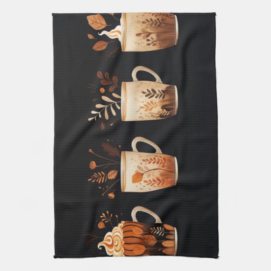 Herfst Spice Latte Keuken Handdoeken (Verticaal)