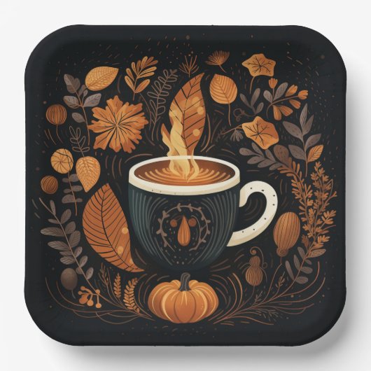 Herfst Spice Latte Party Borden Papieren Bordje (Voorkant)