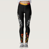 Herfst Spirit Owl Autumn Leaves Black Leggings (Voorkant)