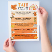 Herfst Spirit Week flyer, Herfstschool Spirit Week Flyer (Hand)