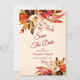 Herfst Splendor Bloemen Bloed Ivoor Save The Date Kaart