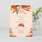 Herfst Splendor Bloemen Blozen Ivoor Huwelijk Kaart (Staand voorkant)