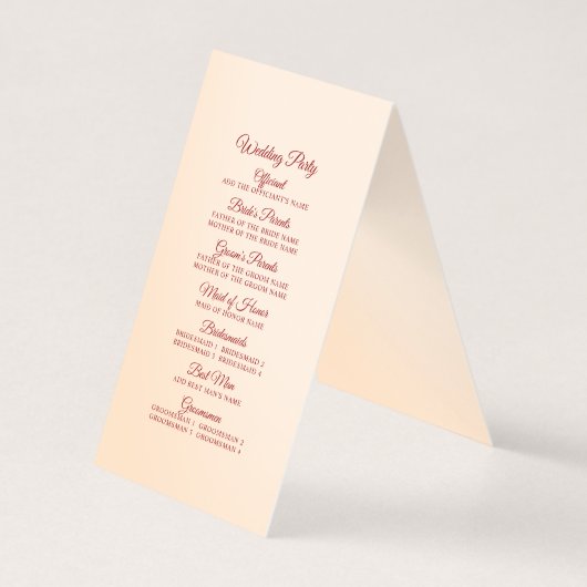 Herfst Splendor Bloemen Ivoor Blush Wedding Progra Kaart (Achterkant)