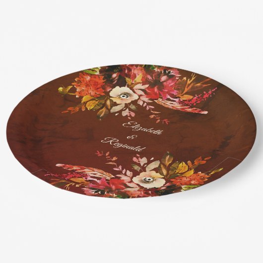 Herfst Splendor Botanische bruiloft Papieren Bordje (Gekanteld)