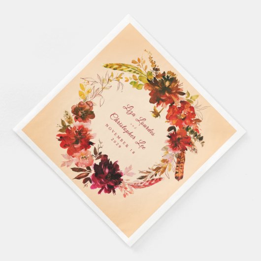 Herfst Splendor Herfst Bloemenkrans bruiloft Servet (Hoek)
