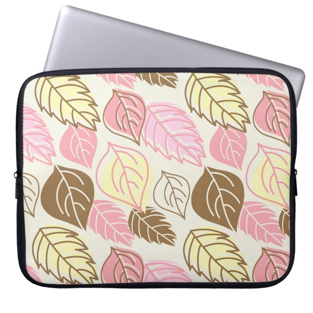 Herfst Splendor: Naadloos bladpatroon Laptop Sleeve (Voorkant)