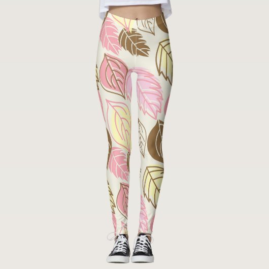 Herfst Splendor: Naadloos bladpatroon Leggings (Voorkant)
