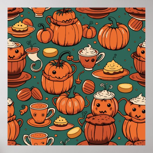 Herfst Spooky Pumpkin Pizzazz Party Poster (Voorkant)